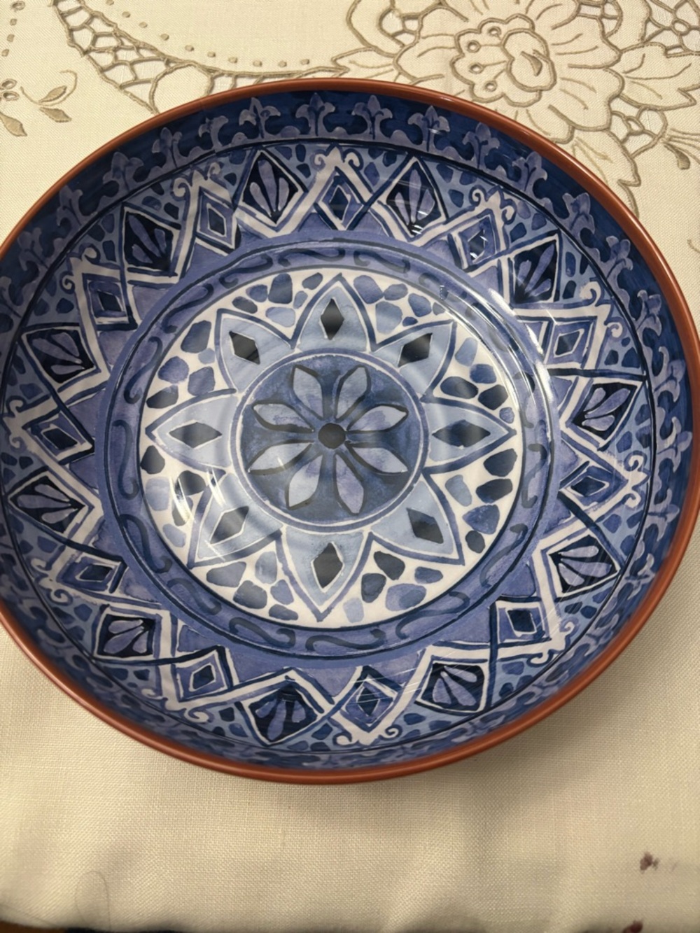 Tommy Bahama Melamine Spanish Blue Terracotta 8" Pasta Soup Bowl set of 4 - Picture 2 of 10
